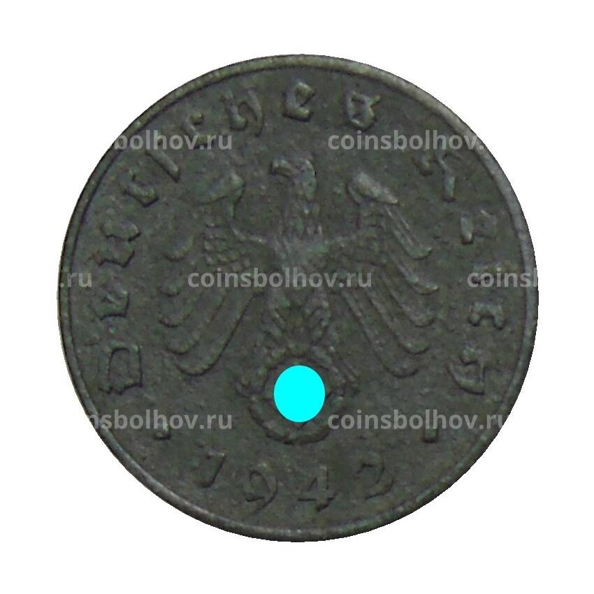 Монета 1 рейхспфенниг 1942 года J Германия
