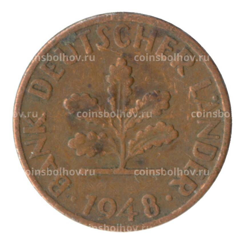 Монета 1 пфенниг 1948 года D Германия