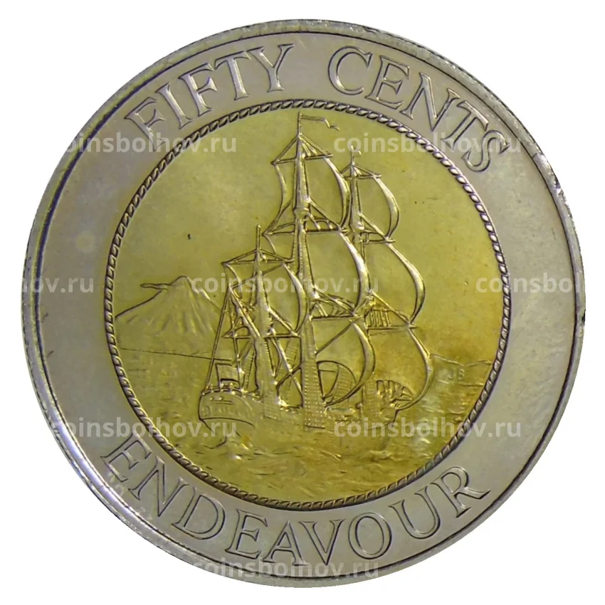 Монета 50 центов 1994 года Новая Зеландия  —  HMS Endeavour