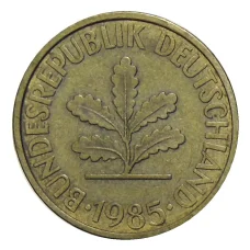 Монета 10 пфеннигов 1985 года J Германия (аверс)