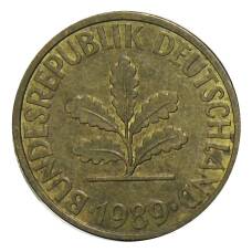 Монета 10 пфеннигов 1989 года D Германия (аверс)