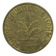 Монета 10 пфеннигов 1989 года D Германия (аверс)