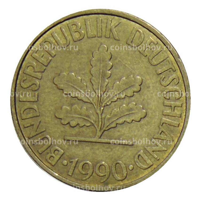 Монета 10 пфеннигов 1990 года F Германия