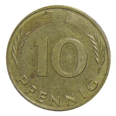 Монета 10 пфеннигов 1990 года F Германия (реверс)