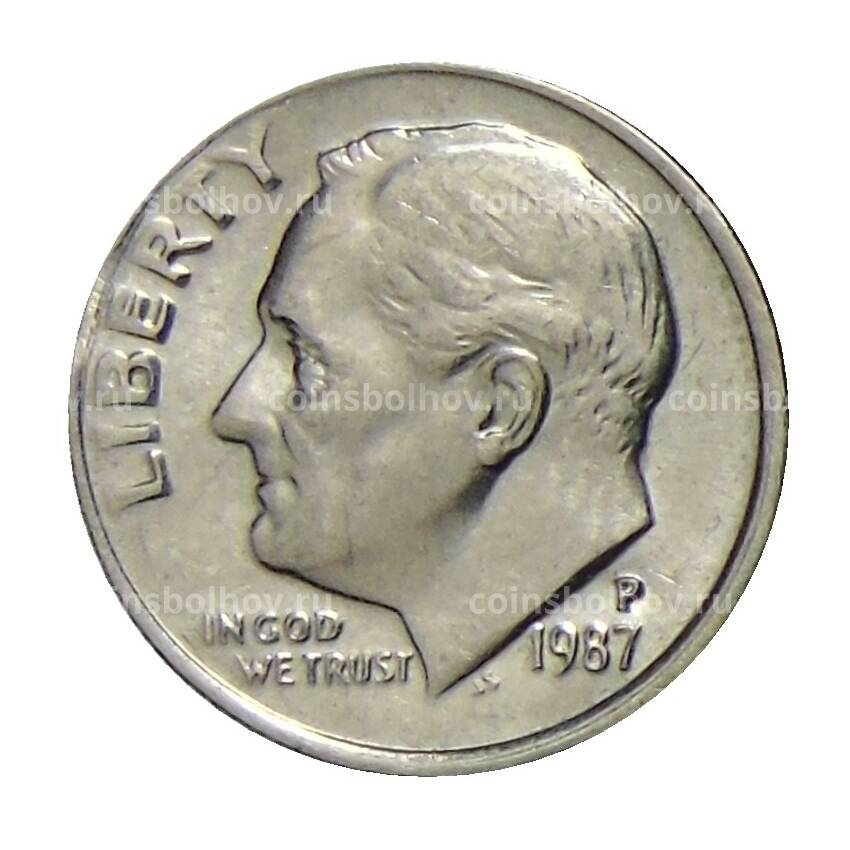 Монета 1 дайм (10 центов) 1987 года P США