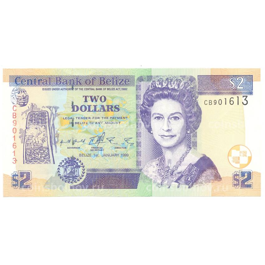 Банкнота 2 доллара 1999 года Белиз