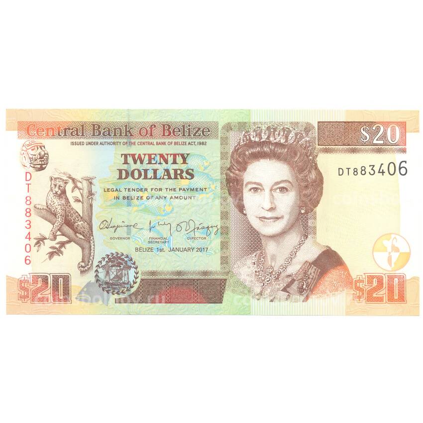 Банкнота 20 долларов 2017 года Белиз