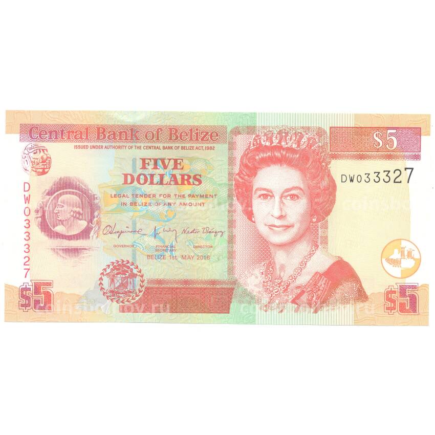 Банкнота 5 долларов 2016 года Белиз
