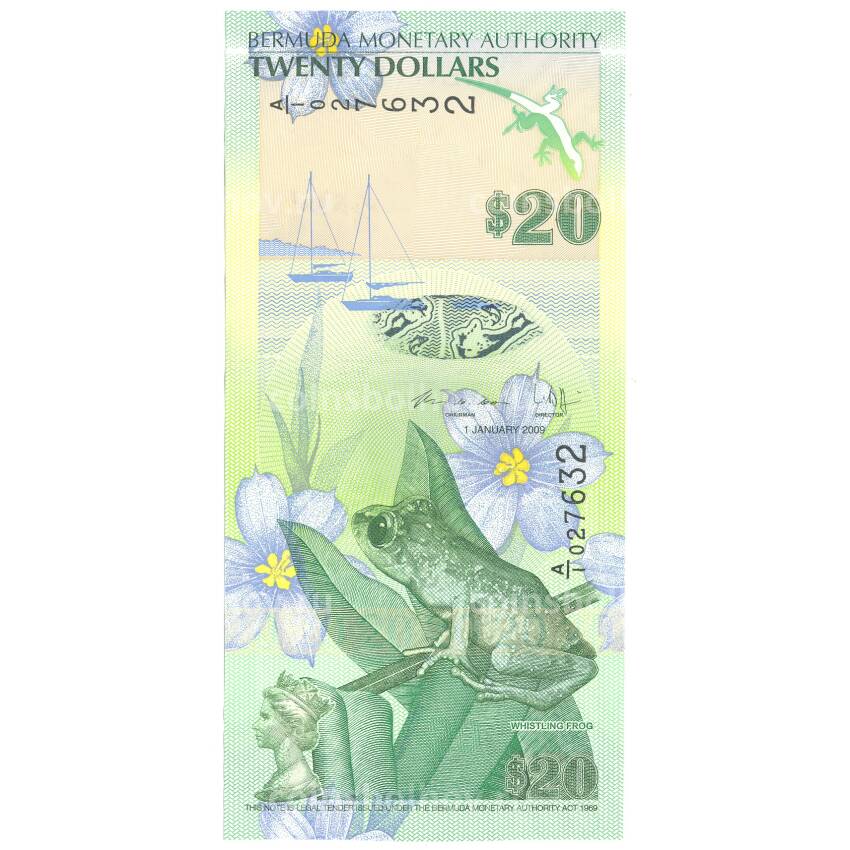 Банкнота 20 долларов 2009 года Бермудские острова