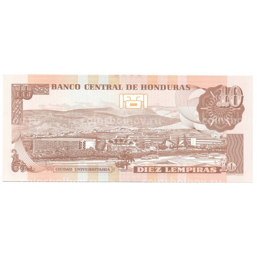 Банкнота 10 лемпир 2014 года Гондурас (вид 2)
