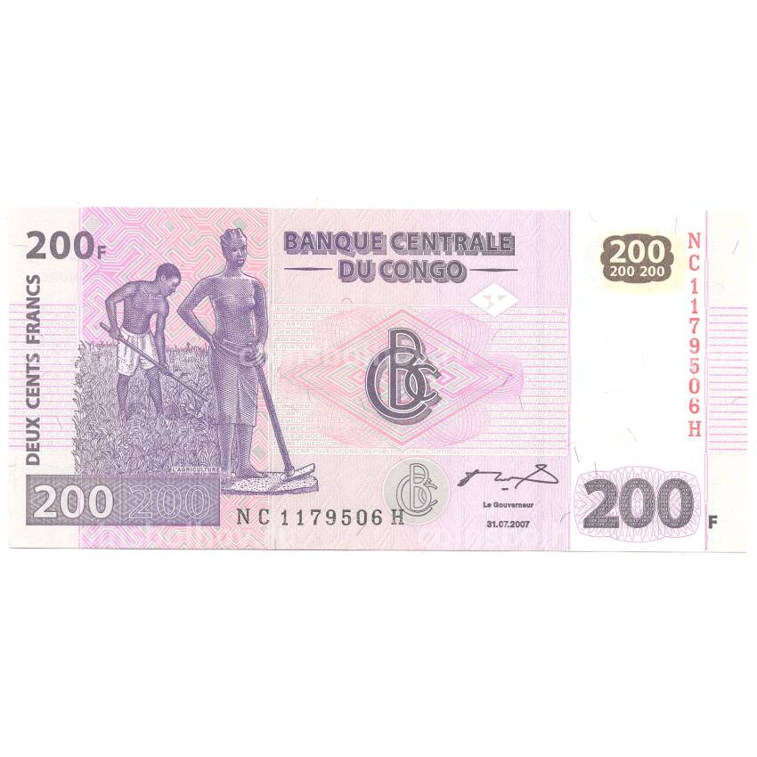 Банкнота 200 франков 2007 года Конго
