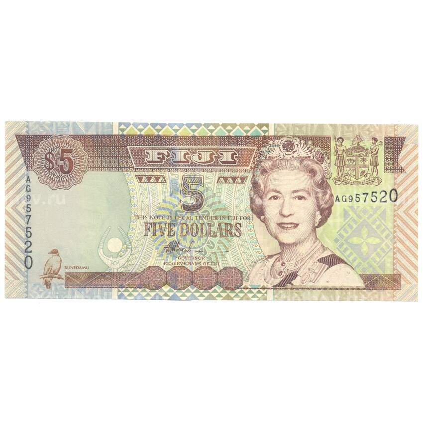 Банкнота 5 долларов 2002 года Фиджи