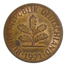 Монета 2 пфеннига 1971 года D Германия (аверс)