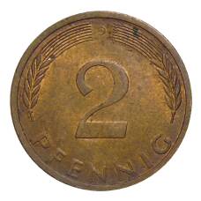 Монета 2 пфеннига 1971 года D Германия (реверс)