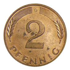 Монета 2 пфеннига 1995 года G Германия (реверс)