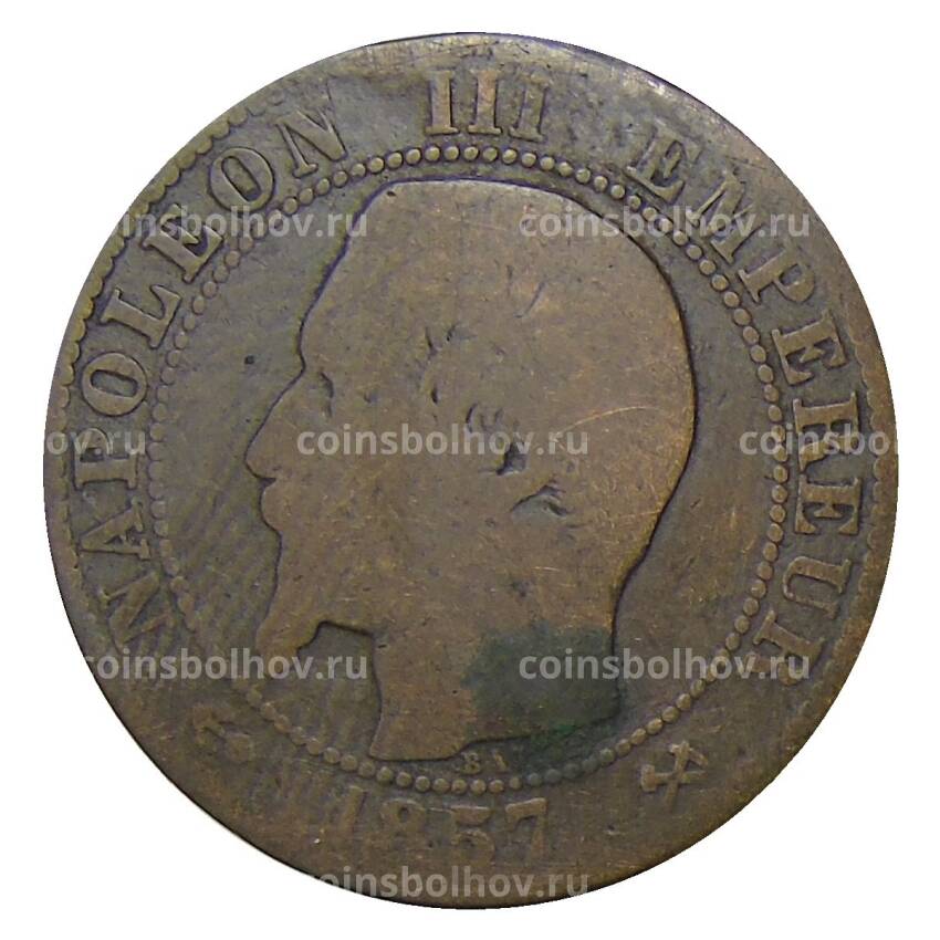 Монета 5 сантимов 1857 года В Франция