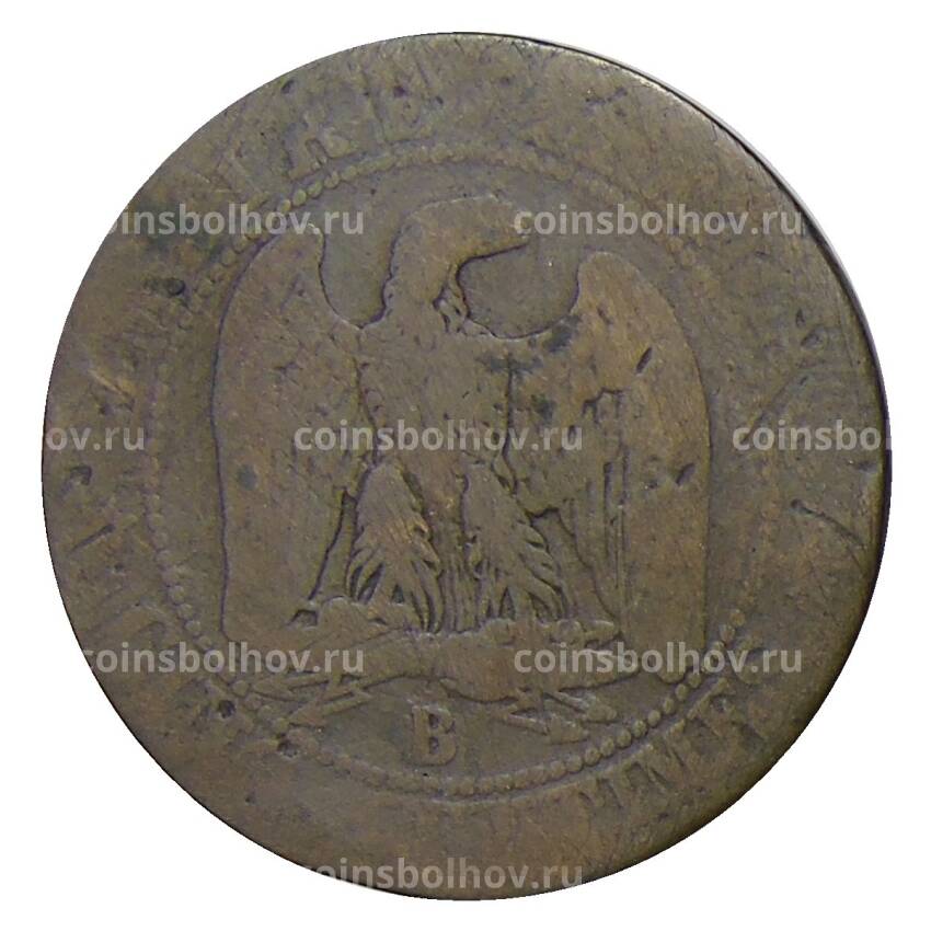 Монета 5 сантимов 1857 года В Франция (вид 2)
