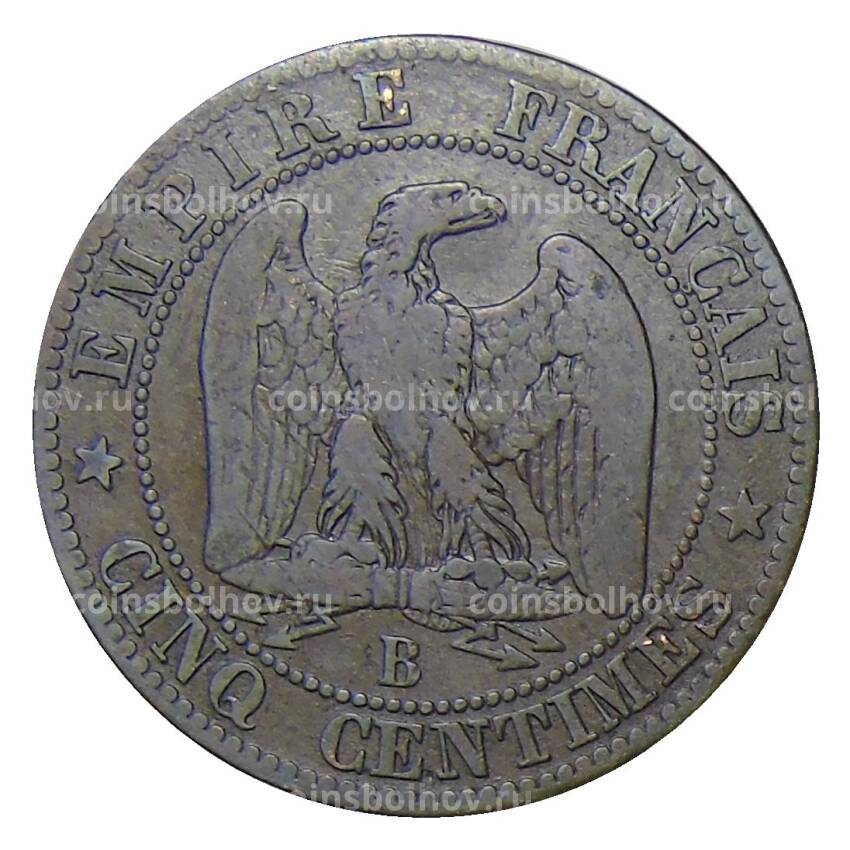 Монета 5 сантимов 1853 года В Франция (вид 2)