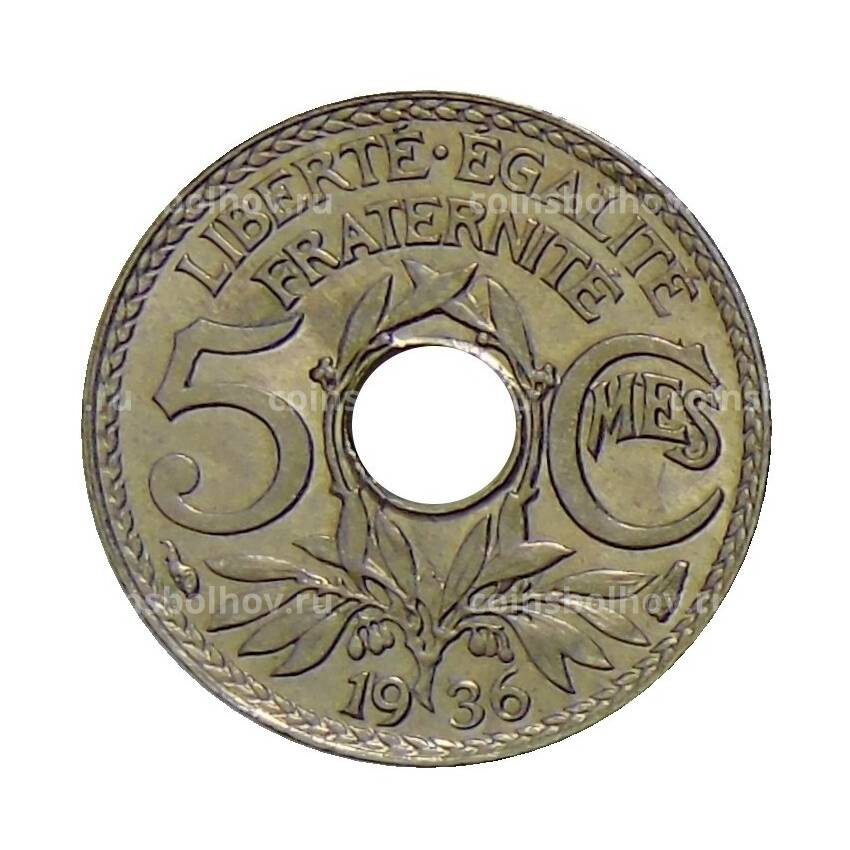 Монета 5 сантимов 1936 года Франция