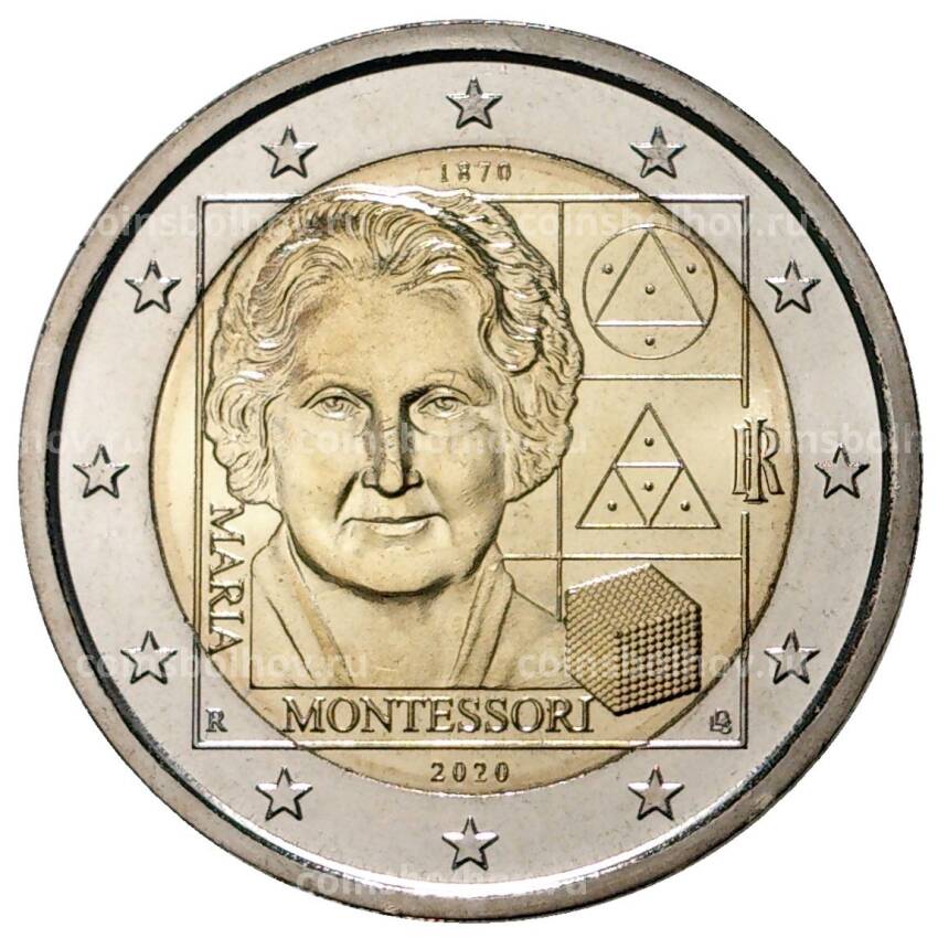 Монета 2 евро 2020 года Италия — 150 лет со дня рождения Марии Монтессори