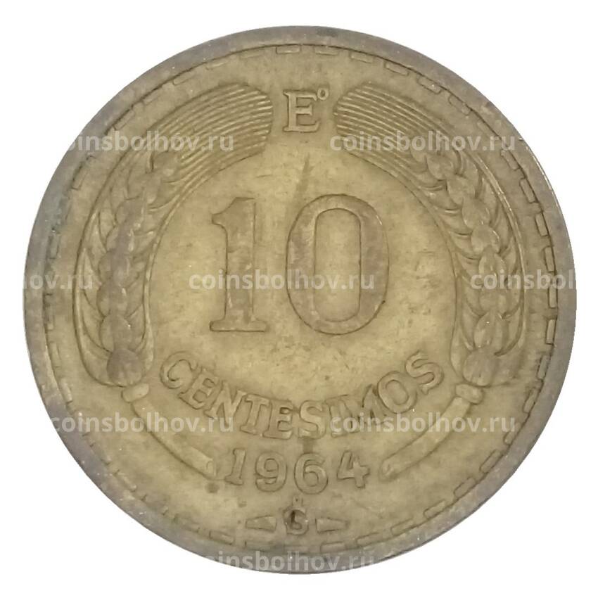 Монета 10 чентезимо 1964 года Чили