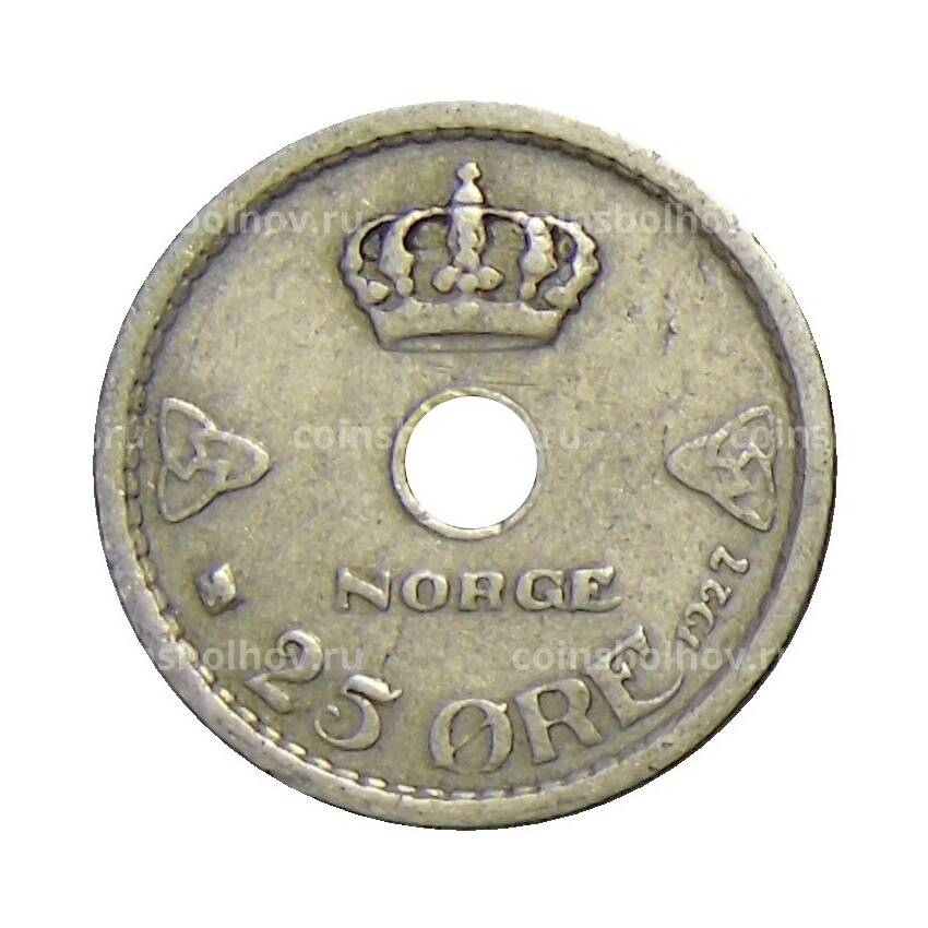 Монета 25 эре 1927 года Норвегия