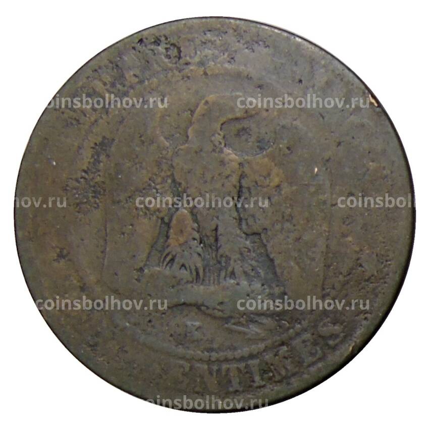 Монета 10 сантимов 1861 года К Франция (вид 2)
