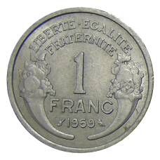 Монета 1 франк 1959 года Франция (аверс)