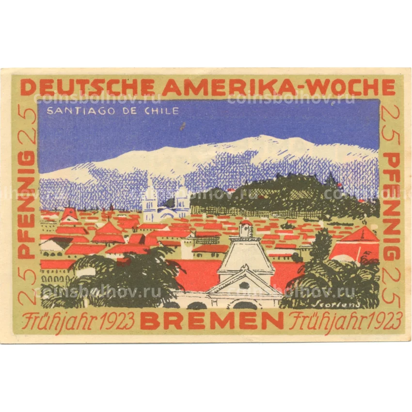 Банкнота 25 пфеннигов 1923 года Германия — Нотгельд (Бремен)