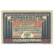 Банкнота 25 пфеннигов 1921 года Германия — Нотгельд (Кёнигсхютте) (реверс)