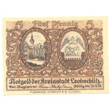 Банкнота 5 пфеннигов 1922 года Германия — Нотгельд (Леобшютц) (аверс)