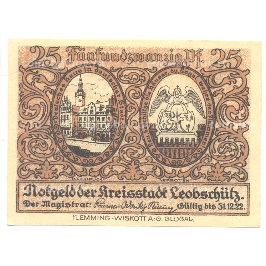 Банкнота 25 пфеннигов 1922 года Германия — Нотгельд (Леобшютц)