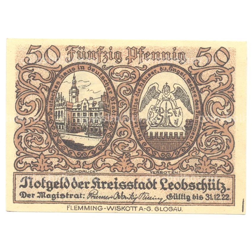 Банкнота 50 пфеннигов 1922 года Германия — Нотгельд (Леобшютц)