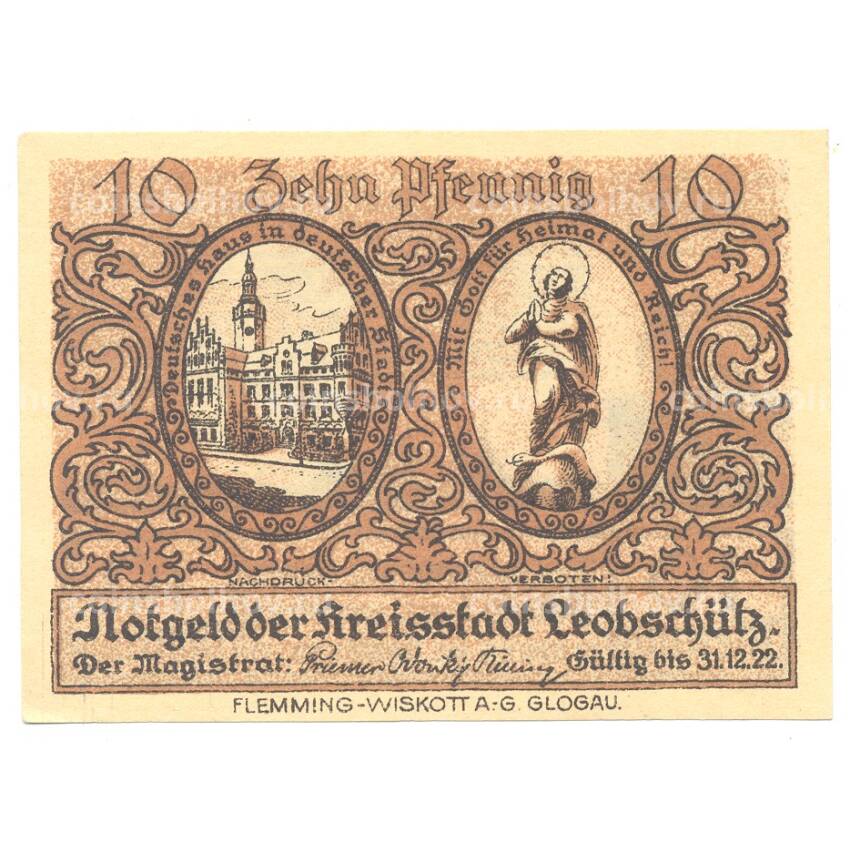 Банкнота 10 пфеннигов 1922 года Германия — Нотгельд (Леобшютц)