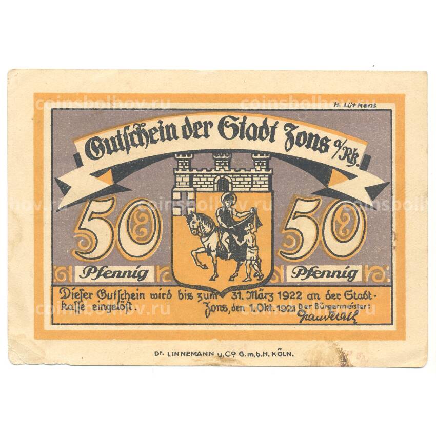 Банкнота 50 пфеннигов 1921 года Германия — Нотгельд (Цонс) (вид 2)