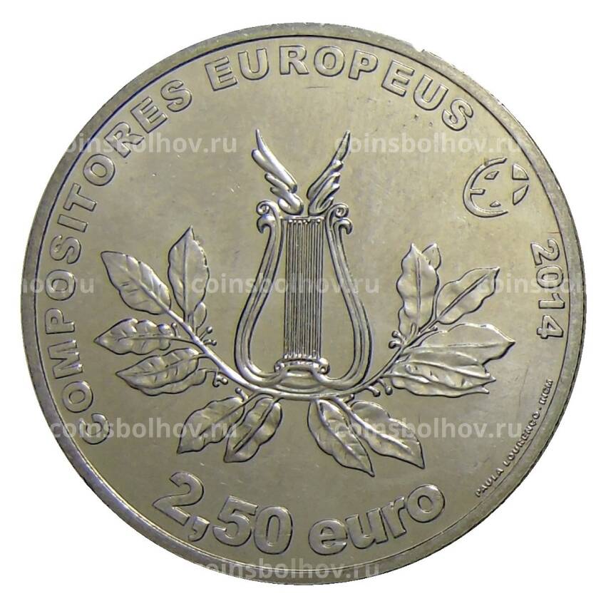 Монета 2.5 евро 2014 года Португалия —  Европейские композиторы — Маркуш Португал (вид 2)