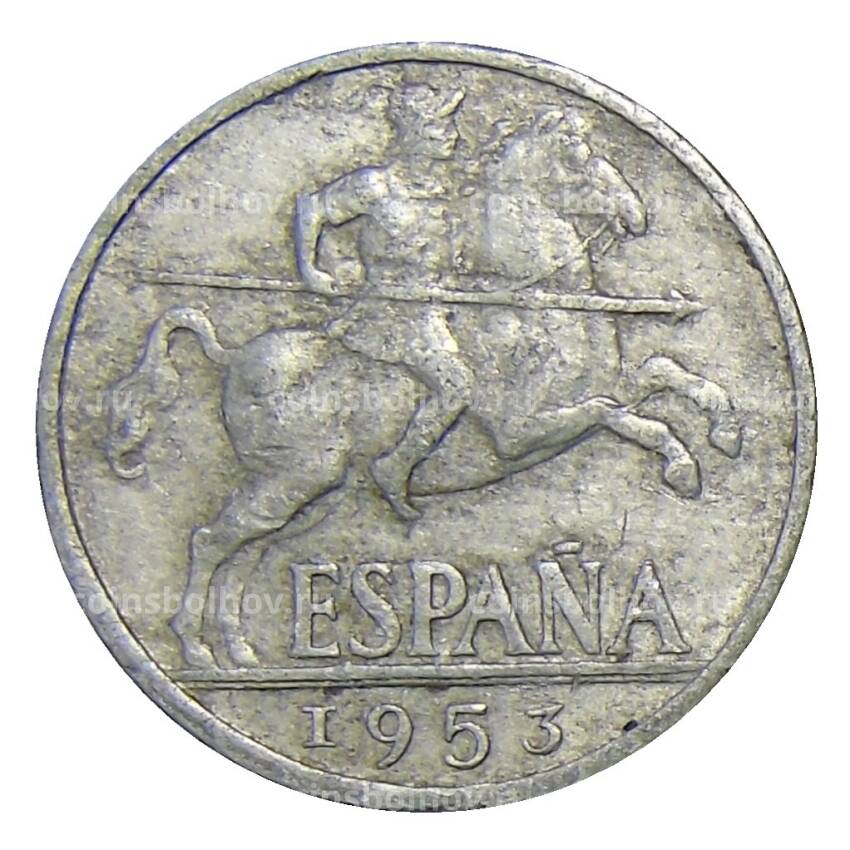 Монета 10 сентимо 1953 года Испания