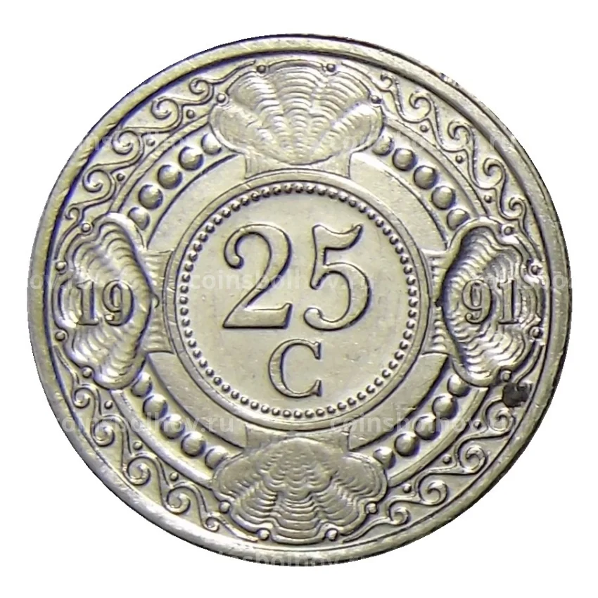 Монета 25 центов 1991 года Нидерландские Антильские Острова