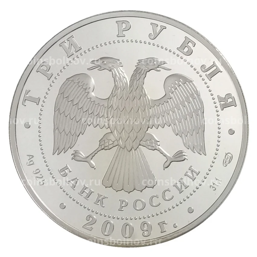 Монета 3 рубля 2009 года СПМД «ЕврАзЭС — Медведь» (вид 2)