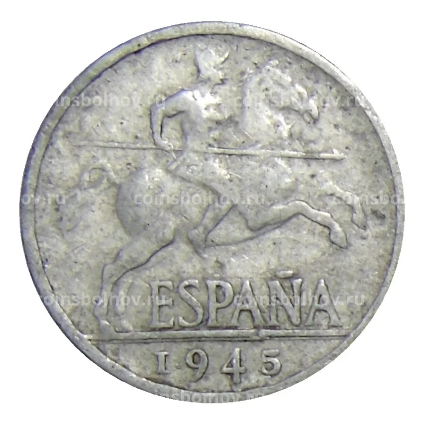 Монета 5 сентимо 1945 года Испания