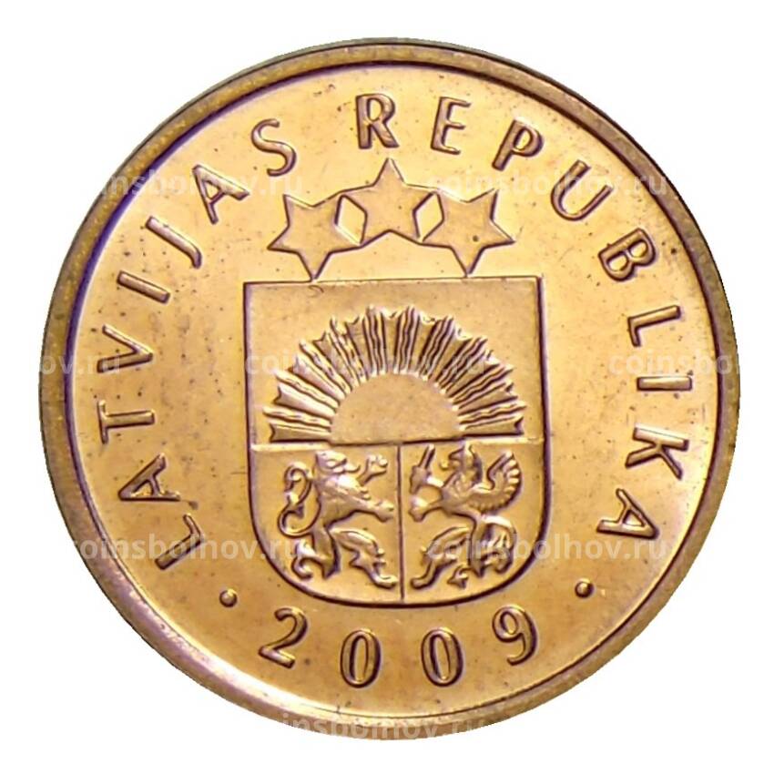 Монета 2 сантима 2009 года Латвия