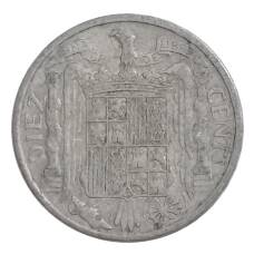 Монета 10 сентимо 1945 года Испания (реверс)