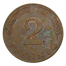 Монета 2 пфеннига 1978 года J Германия (реверс)