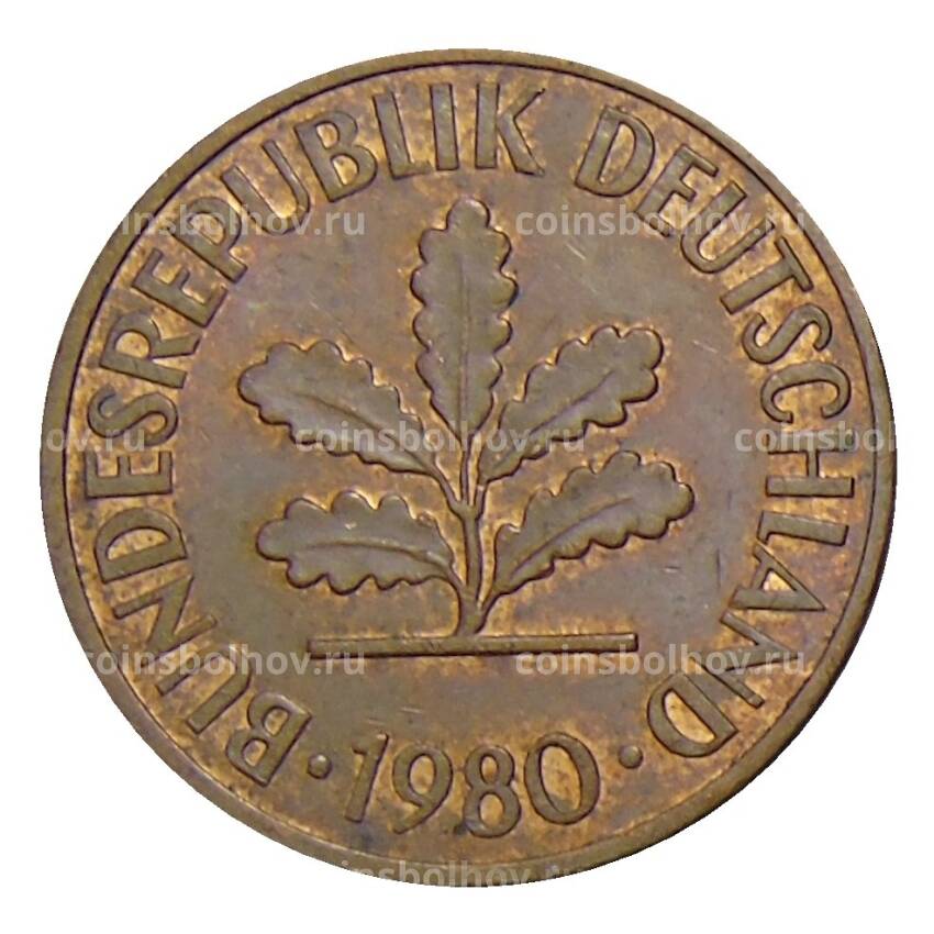 Монета 2 пфеннига 1980 года G Германия