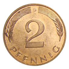 Монета 2 пфеннига 1995 года G Германия (реверс)