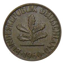Монета 2 пфеннига 1960 года G Германия (аверс)