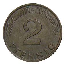 Монета 2 пфеннига 1960 года G Германия (реверс)