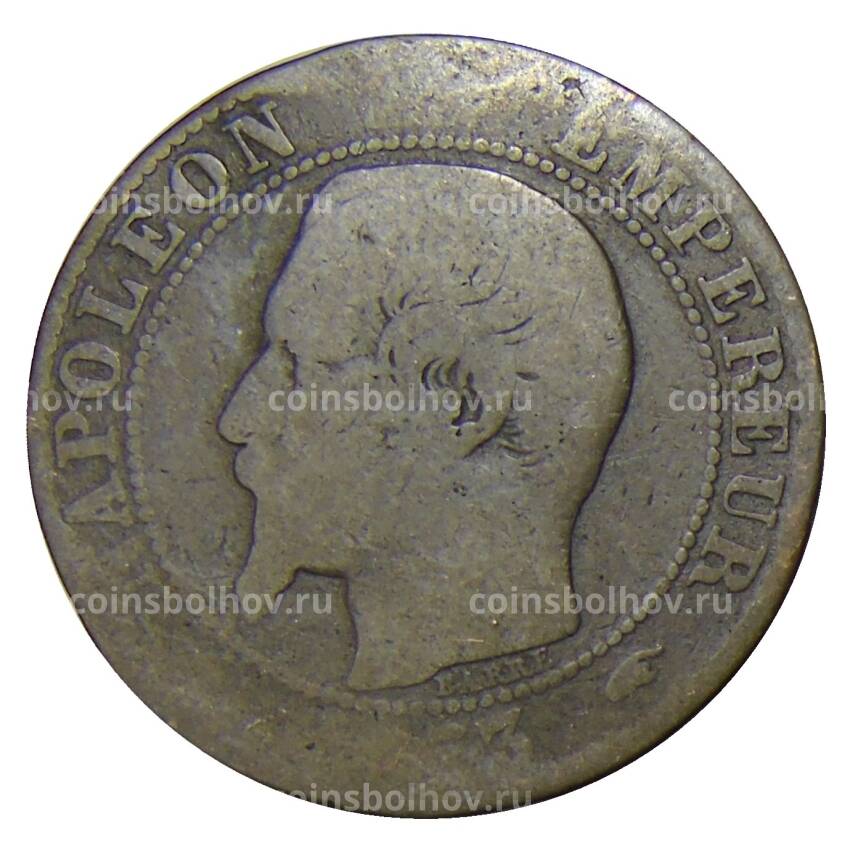 Монета 5 сантимов 1853 года А Франция