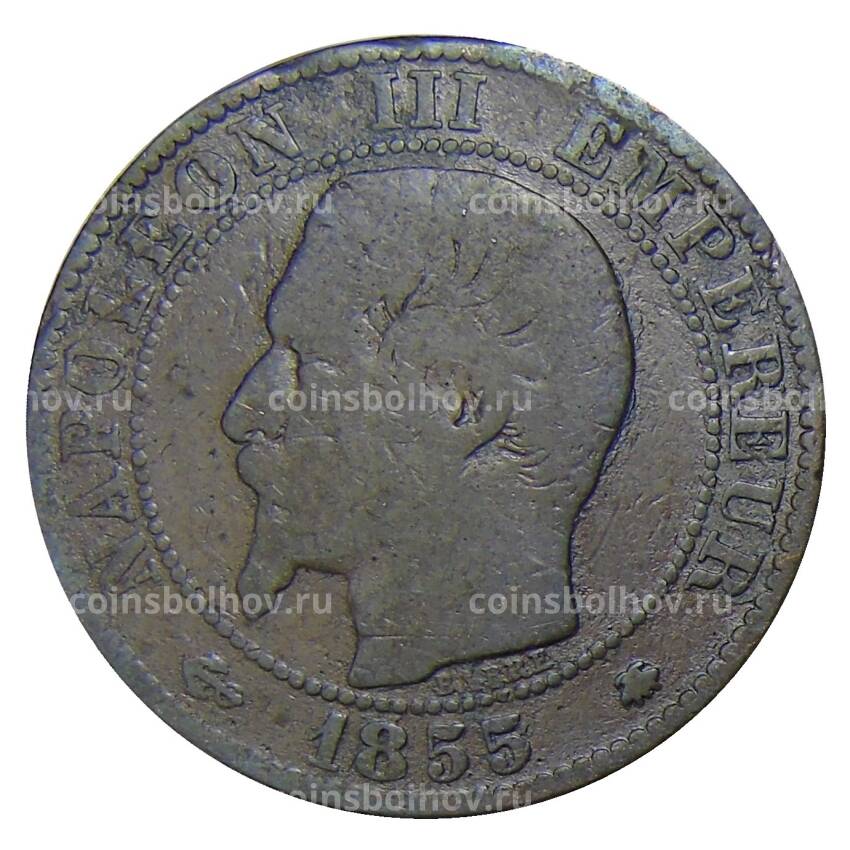 Монета 5 сантимов 1855 года ВВ Франция