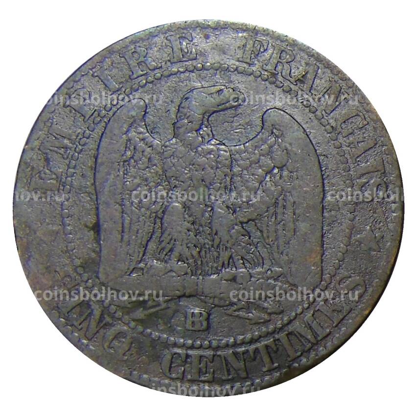 Монета 5 сантимов 1855 года ВВ Франция (вид 2)